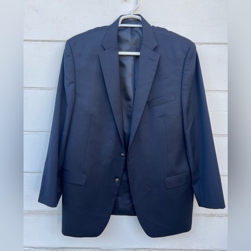 Michael Michael Kors Navy Blue 2Button Solid Blazer Sports Coat 46L Wool Blend I